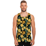 Yellow Tulip Floral Pattern Print Men's Tank Top