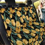 Yellow Tulip Floral Pattern Print Pet Car Back Seat Cover