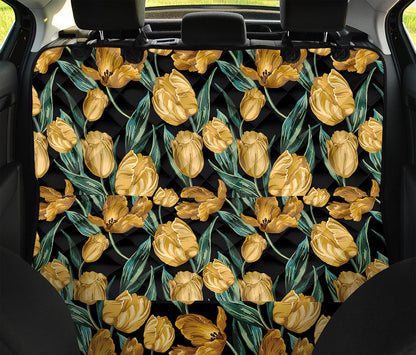 Yellow Tulip Floral Pattern Print Pet Car Back Seat Cover