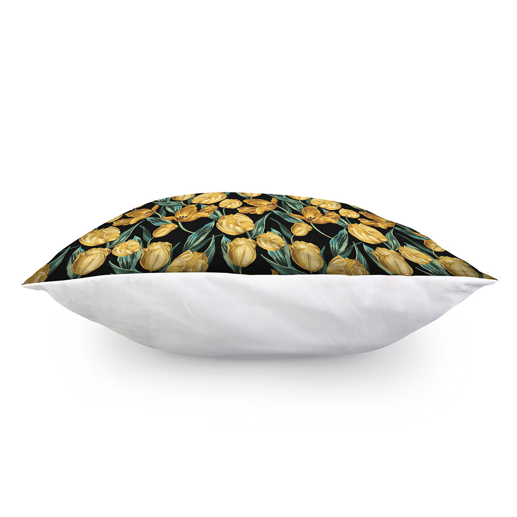 Yellow Tulip Floral Pattern Print Pillow Cover