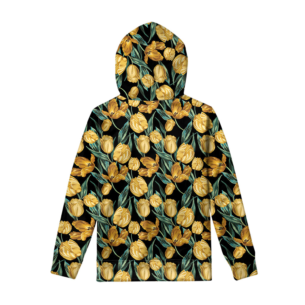 Yellow Tulip Floral Pattern Print Pullover Hoodie