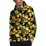 Yellow Tulip Floral Pattern Print Pullover Hoodie