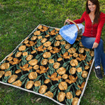 Yellow Tulip Floral Pattern Print Quilt