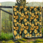Yellow Tulip Floral Pattern Print Quilt