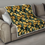 Yellow Tulip Floral Pattern Print Quilt