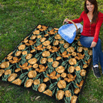 Yellow Tulip Floral Pattern Print Quilt