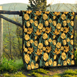 Yellow Tulip Floral Pattern Print Quilt