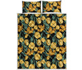 Yellow Tulip Floral Pattern Print Quilt Bed Set