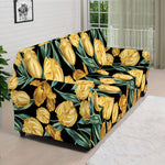 Yellow Tulip Floral Pattern Print Sofa Cover