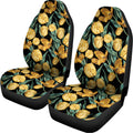 Yellow Tulip Floral Pattern Print Universal Fit Car Seat Covers