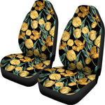 Yellow Tulip Floral Pattern Print Universal Fit Car Seat Covers