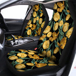 Yellow Tulip Floral Pattern Print Universal Fit Car Seat Covers