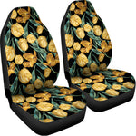 Yellow Tulip Floral Pattern Print Universal Fit Car Seat Covers