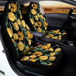 Yellow Tulip Floral Pattern Print Universal Fit Car Seat Covers