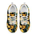 Yellow Tulip Floral Pattern Print White Sneakers