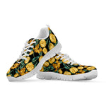 Yellow Tulip Floral Pattern Print White Sneakers