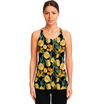 Yellow Tulip Floral Pattern Print Women's Racerback Tank Top