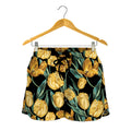 Yellow Tulip Floral Pattern Print Women's Shorts