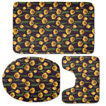 Yellow Tulip Flower Pattern Print 3 Piece Bath Mat Set