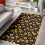 Yellow Tulip Flower Pattern Print Area Rug