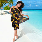 Yellow Tulip Flower Pattern Print Beach Sarong Wrap