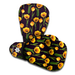 Yellow Tulip Flower Pattern Print Boxing Gloves