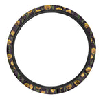 Yellow Tulip Flower Pattern Print Car Steering Wheel Cover