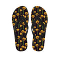 Yellow Tulip Flower Pattern Print Flip Flops