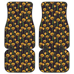 Yellow Tulip Flower Pattern Print Front and Back Car Floor Mats
