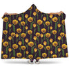 Yellow Tulip Flower Pattern Print Hooded Blanket