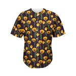 Yellow Tulip Flower Pattern Print Men's Baseball Jersey
