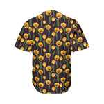 Yellow Tulip Flower Pattern Print Men's Baseball Jersey