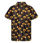 Yellow Tulip Flower Pattern Print Men's Short Sleeve Shirt