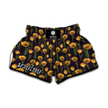 Yellow Tulip Flower Pattern Print Muay Thai Boxing Shorts