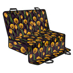Yellow Tulip Flower Pattern Print Pet Car Back Seat Cover