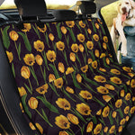 Yellow Tulip Flower Pattern Print Pet Car Back Seat Cover