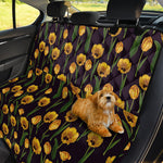 Yellow Tulip Flower Pattern Print Pet Car Back Seat Cover
