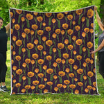 Yellow Tulip Flower Pattern Print Quilt