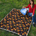 Yellow Tulip Flower Pattern Print Quilt