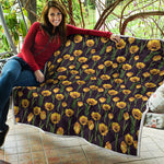 Yellow Tulip Flower Pattern Print Quilt