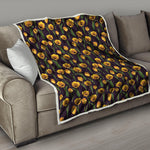 Yellow Tulip Flower Pattern Print Quilt