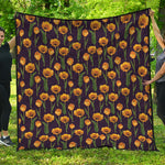 Yellow Tulip Flower Pattern Print Quilt