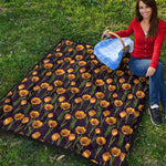 Yellow Tulip Flower Pattern Print Quilt