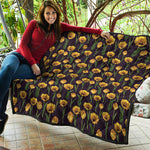Yellow Tulip Flower Pattern Print Quilt