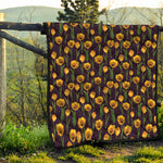 Yellow Tulip Flower Pattern Print Quilt