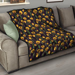 Yellow Tulip Flower Pattern Print Quilt