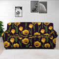 Yellow Tulip Flower Pattern Print Sofa Cover