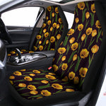 Yellow Tulip Flower Pattern Print Universal Fit Car Seat Covers