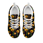 Yellow Tulip Flower Pattern Print White Sneakers