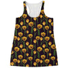 Yellow Tulip Flower Pattern Print Women's Racerback Tank Top